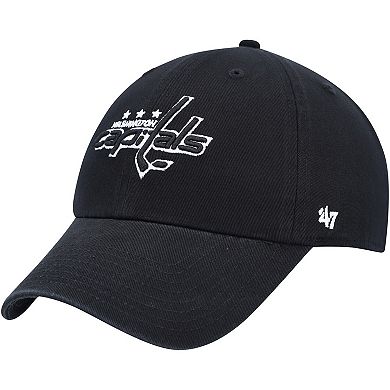 Men's '47 Black Washington Capitals Clean Up Adjustable Hat