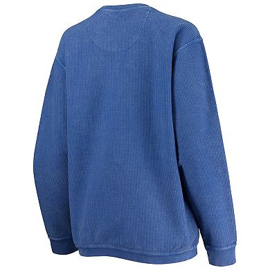 Women's Pressbox Royal Kentucky Wildcats Comfy Cord Vintage Wash Basic Arch Pullover Sweatshirt
