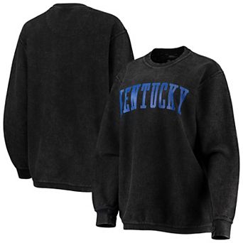 Women's Pressbox Black Kentucky Wildcats Comfy Cord Vintage Wash Basic Arch Pullover Sweatshirt
