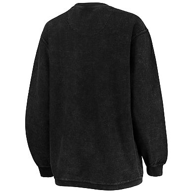 Women's Pressbox Black Kentucky Wildcats Comfy Cord Vintage Wash Basic Arch Pullover Sweatshirt