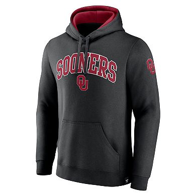 Men's Fanatics Black Oklahoma Sooners Arch & Logo Tackle Twill Pullover Hoodie