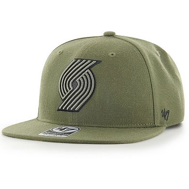 Men's '47 Olive Portland Trail Blazers Ballpark Camo Captain Snapback Hat