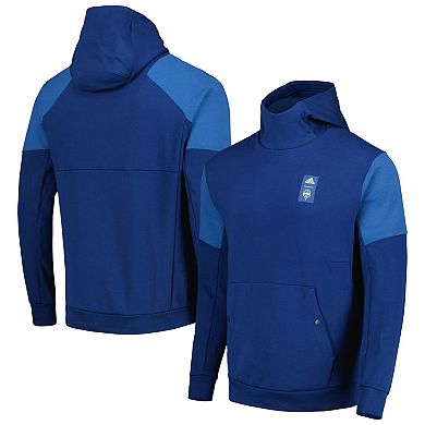 Men's adidas Blue Seattle Sounders FC 2023 Player Travel Pullover Hoodie
