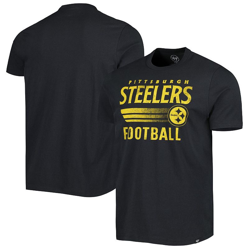 Men's '47 Black Pittsburgh Steelers Wordmark Rider Franklin T-Shirt,