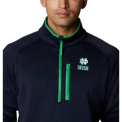 Men's Columbia Navy Notre Dame Fighting Irish Canyon Point Omni-Shield Raglan Half-Zip Pullover Top