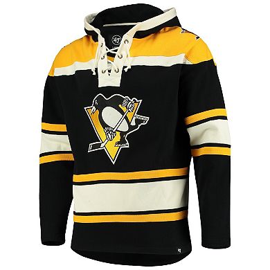 Men's '47 Black Pittsburgh Penguins Superior Lacer Pullover Hoodie