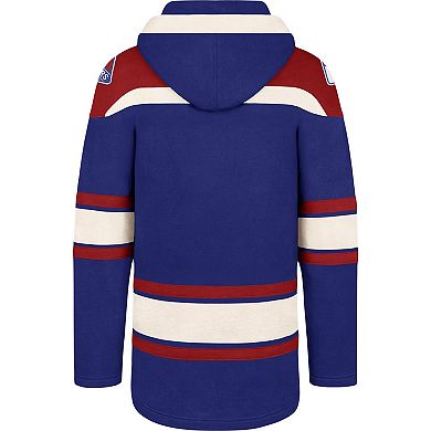 Men's '47 Blue New York Rangers Superior Lacer Pullover Hoodie