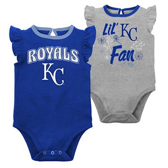 Newborn & Infant Royal/Heather Gray Kansas City Royals Little Fan Two-Pack Bodysuit Set