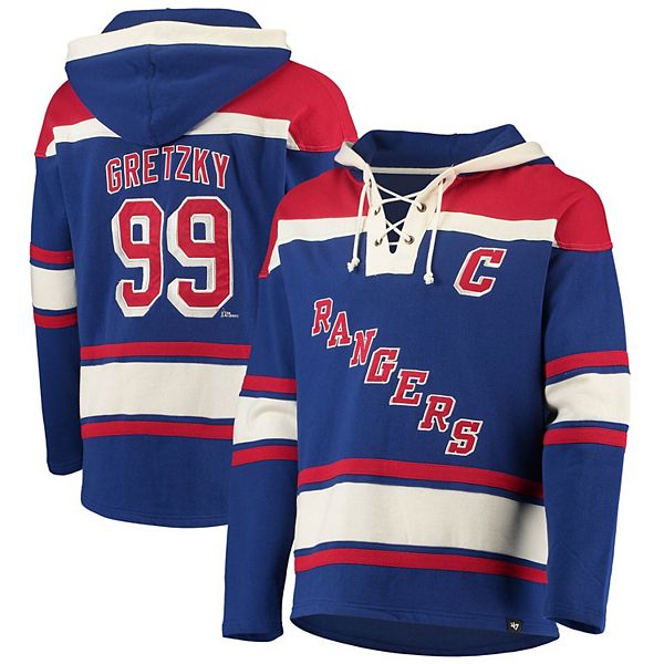 47 Brand New York Rangers Lacer Pullover Hoodie - Men's NHL Fleece Hoodie With Embroidered Logo