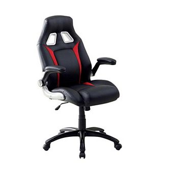 Leatherette Gaming Chair with Padded Armrests and Adjustable Height, Black