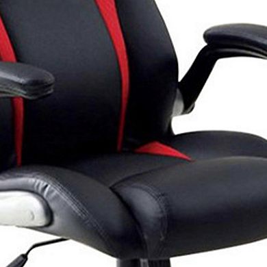 Leatherette Gaming Chair with Padded Armrests and Adjustable Height, Black