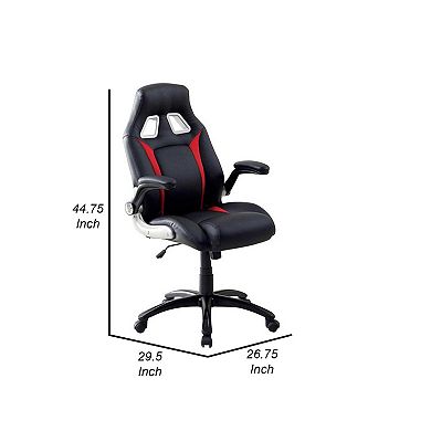 Leatherette Gaming Chair with Padded Armrests and Adjustable Height, Black