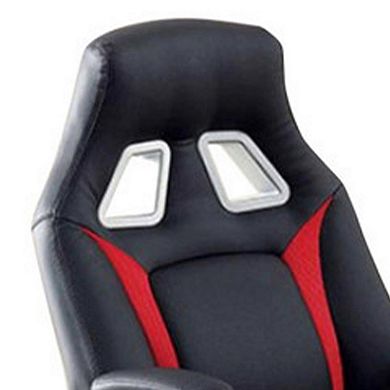 Leatherette Gaming Chair with Padded Armrests and Adjustable Height, Black