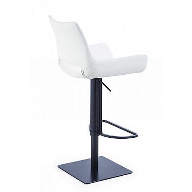 Swivel Faux Leather Bar Stool with Countered Seat, White and Black