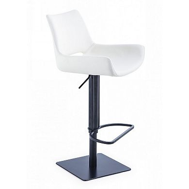 Swivel Faux Leather Bar Stool with Countered Seat, White and Black