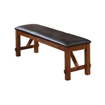 Transitional Style Wood and Fabric Upholstery Bench with Padded Seat, Brown