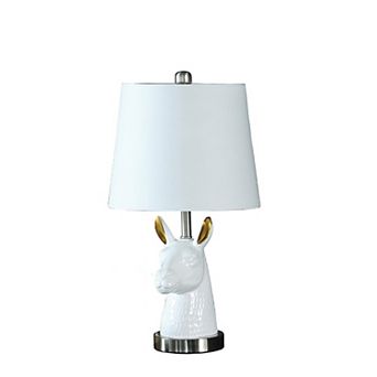 Metal Table Lamp with Llama Animal Head, White