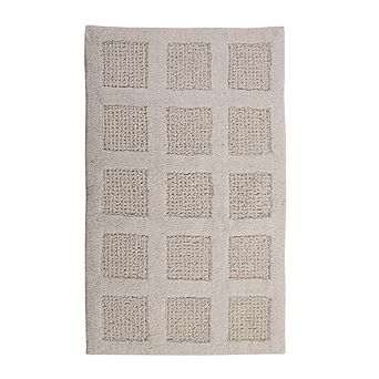 Knightsbridge Square Honeycomb 100% Cotton Reversible Bath Rug