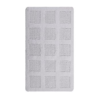 Knightsbridge Square Honeycomb 100% Cotton Reversible Bath Rug