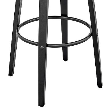 26 Inch Leatherette Barstool with Curved Back, Gray and Black