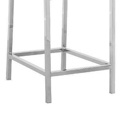 Eun 26 Inch Faux Leather Counter Stool, Chrome Legs, Set of 2, Dark Gray