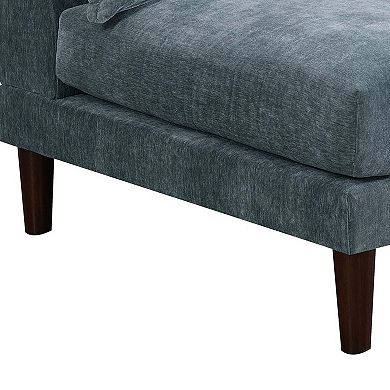 Rio 33 Inch Modular Armless Sofa Chair, Lumbar Cushion, Slate Blue Fabric