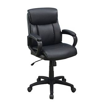 Office Chair with Top Padded Back and Casters, Black