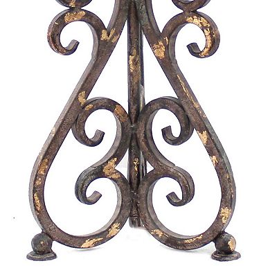 Metal Table Lamp with Scroll Design Base and 2 Way Switch,Bronze and Beige
