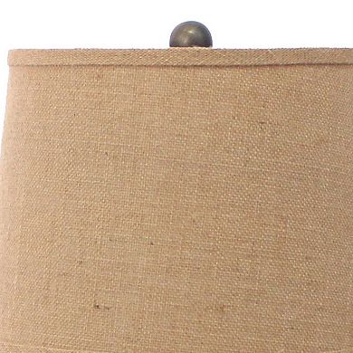 Metal Table Lamp with Scroll Design Base and 2 Way Switch,Bronze and Beige