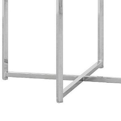Eun 20 Inch Faux Leather Dining Chair, Chrome Base, Set of 2, Gray