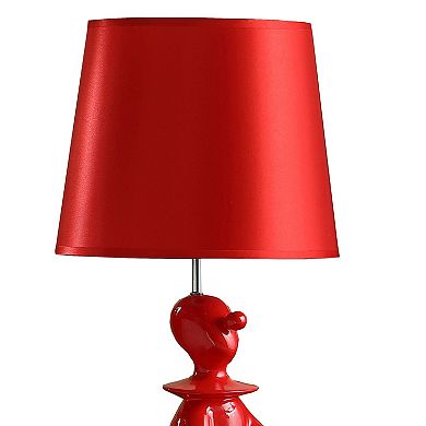 Fabric Shade Table Lamp with Polyresin Sitting Clown Base, Red