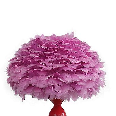 Lily 24 Inch Metal Glam Feather Table Lamp, Candlestick, 40W, Pink, Red