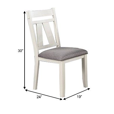Lexi 24 Inch Classic Dining Side Chair, Padded Seat, Set of 2, Gray, White
