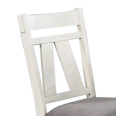 Lexi 24 Inch Classic Dining Side Chair, Padded Seat, Set of 2, Gray, White
