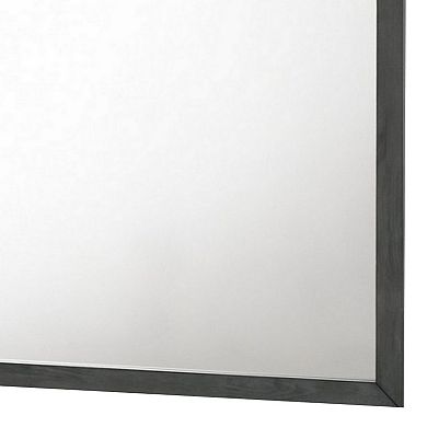 Wall Mirror with Rectangle Frame and Natural Wood Grain Details, Gray