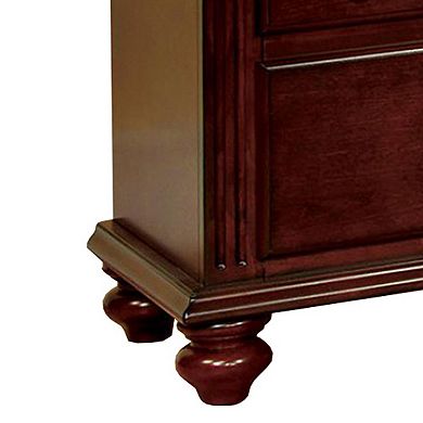 26 Inch Handcrafted Nightstand, 2 Drawers, Black Powder Coated Knobs, Walnut Brown Mango Wood
