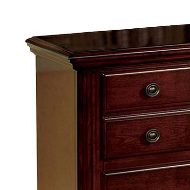 26 Inch Handcrafted Nightstand, 2 Drawers, Black Powder Coated Knobs, Walnut Brown Mango Wood
