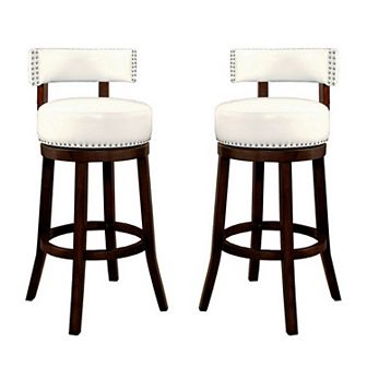 Shirley Contemporary 29" Barstool With pu Cushion, White Finish, Set of 2