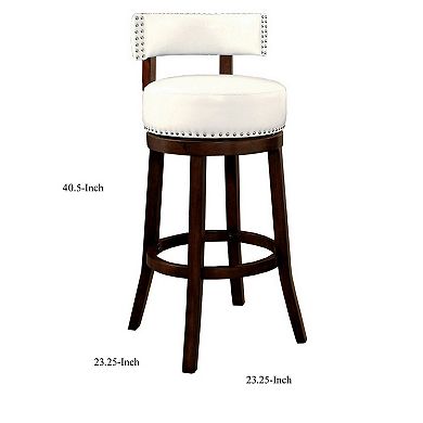 Shirley Contemporary 29" Barstool With pu Cushion, White Finish, Set of 2