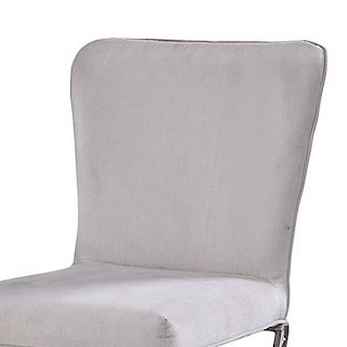 Velvet Upholstered Metal Side Chair with X Style Base, Light Gray and Silver, Set of Two