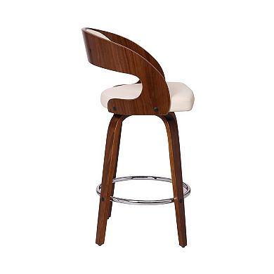 Mid Century Curved Back Swivel Counter Barstool, Cream