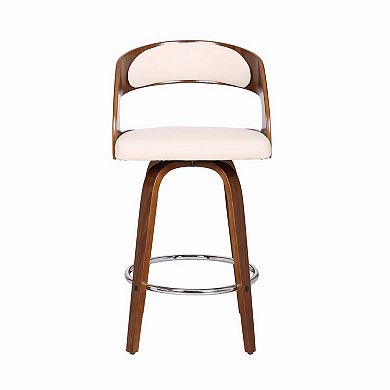 Mid Century Curved Back Swivel Counter Barstool, Cream