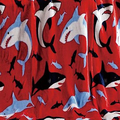 Plazatex Red Shark Microplush Decorative All Season 50" X 60" Throw Blanket