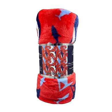 Plazatex Red Shark Microplush Decorative All Season 50" X 60" Throw Blanket