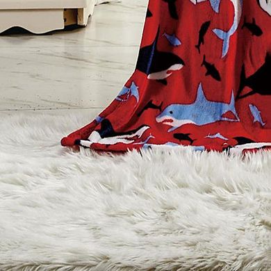 Plazatex Red Shark Microplush Decorative All Season 50" X 60" Throw Blanket