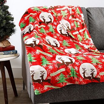 Plazatex Holiday Magic Microplush Decorative All Season 50" X 60" Throw Blanket