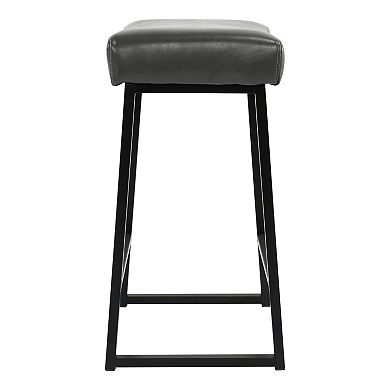 26 Inch Backless Counter Stool with Leatherette Seat, Set of 2, Gray