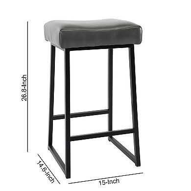 26 Inch Backless Counter Stool with Leatherette Seat, Set of 2, Gray