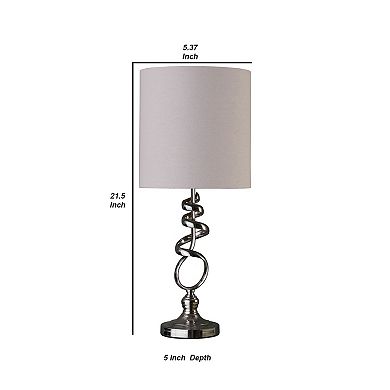 Table Lamp with Curved Abstract Metal Base, Silver