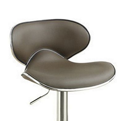 Modish Bar Stool With Gas Lift Espresso Brown And Silver Set of 2